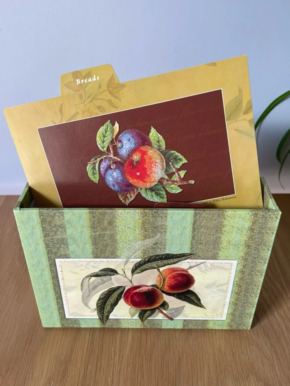 Decorative Peach Fruit Motif Recipe Keepsake Box with Recipe Cards - Picture 9 of 13